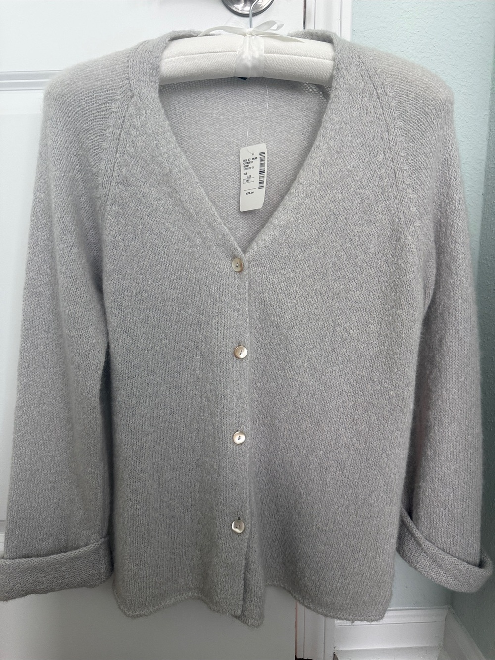 Weekend Max Mara Light Gray V-Neck Button Cardigan